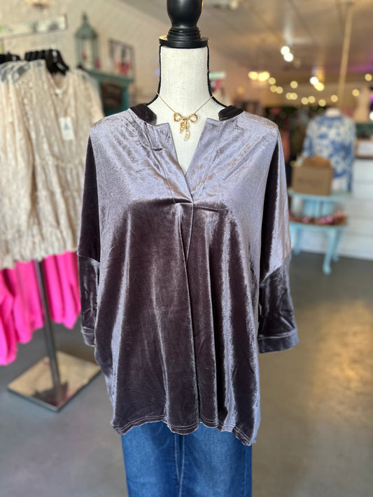 Ash brown velvet top