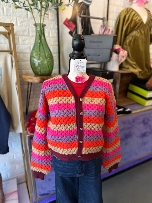 Berry multi cardigan