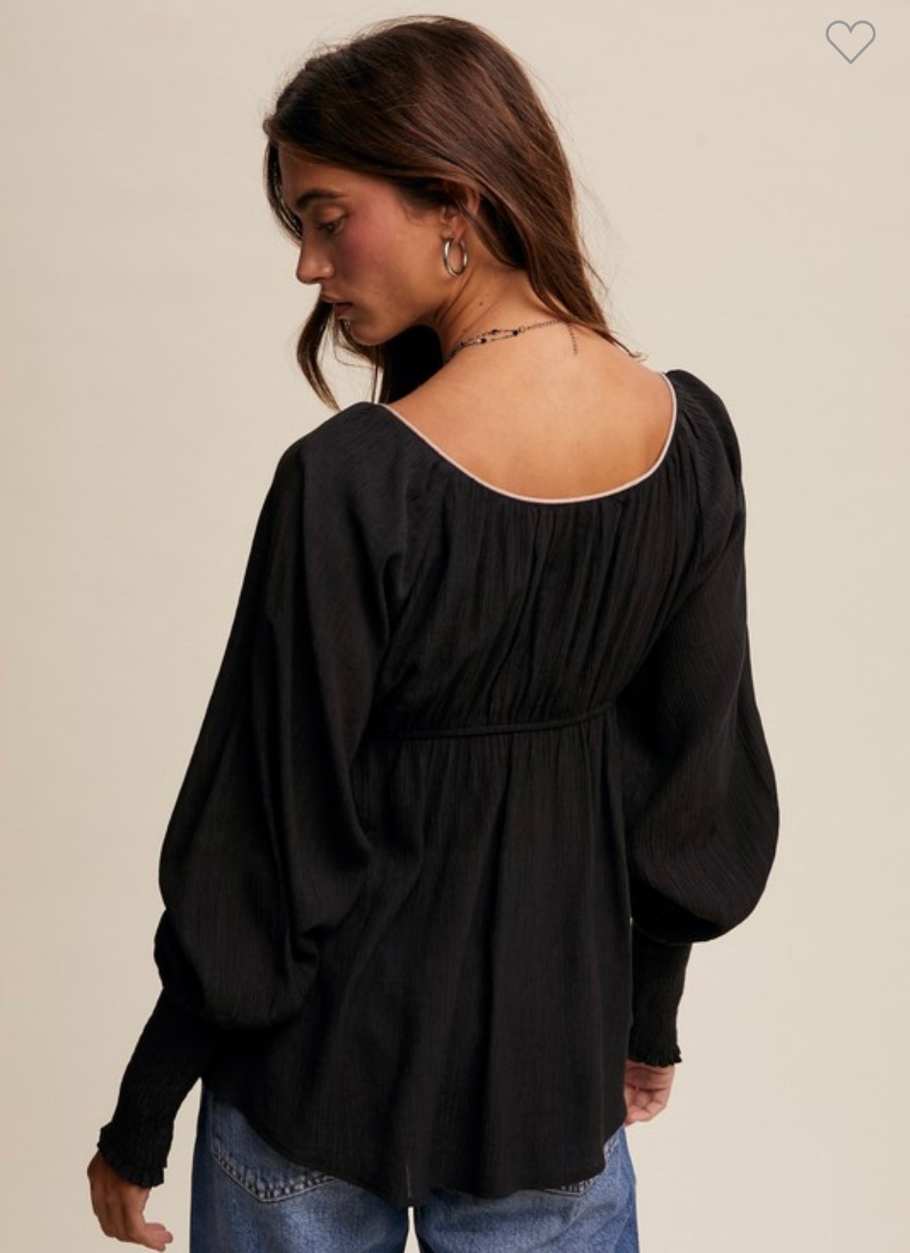 Black button front blouse