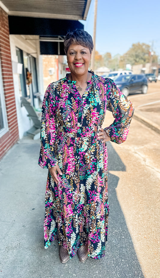 Black floral maxi